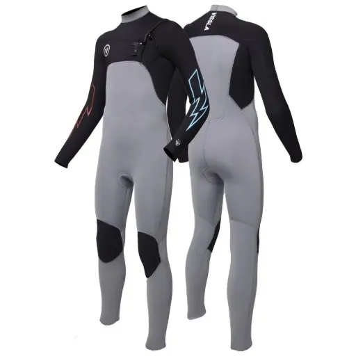 WETSUIT VISSLA 7 SEAS BOYS 4-3 BOLT FULL CHEST ZIP -GRY
